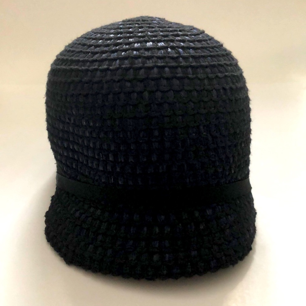 Burberry M/L Cap Structured Blue Black Woven cadet brim hat Excellent Condition